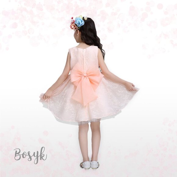 Tiffany Princess Dress - Light Living Coral - Dress for Baby Girls - Elegant - Picture 2 of 4